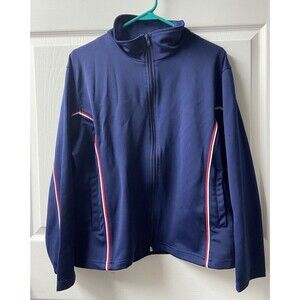 Lavon Full Zip Track Jacket Womens Size Large Blue Red White Knit Vintage Y2k